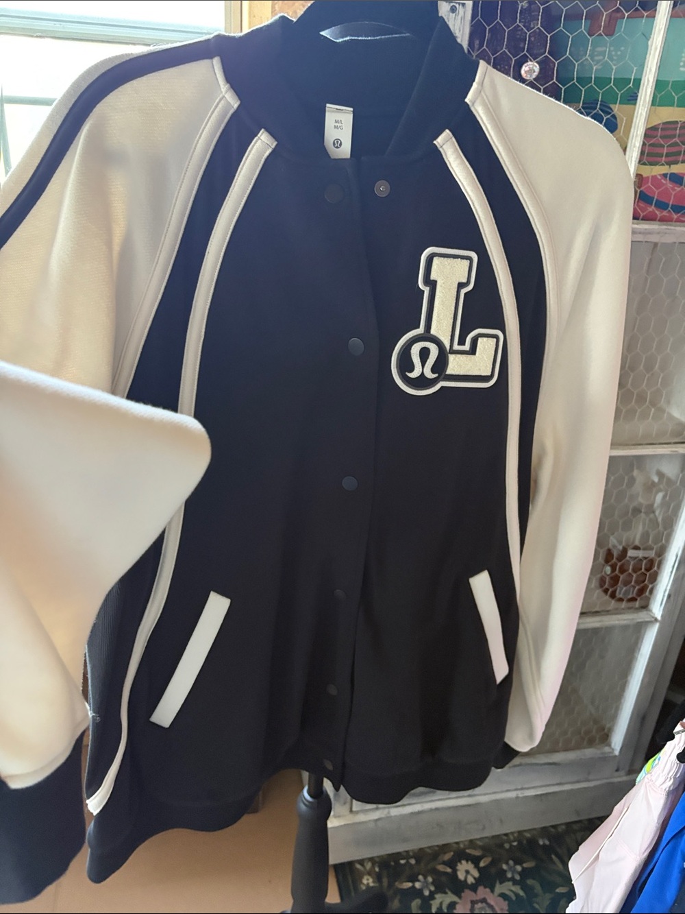 lululemon athletica Black and White Letterman Varsity Jacket